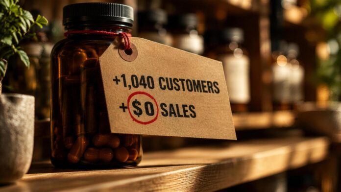 Natural Health Trends results on a supplement price tag: plus 1,040 customers, plus zero dollars in sales